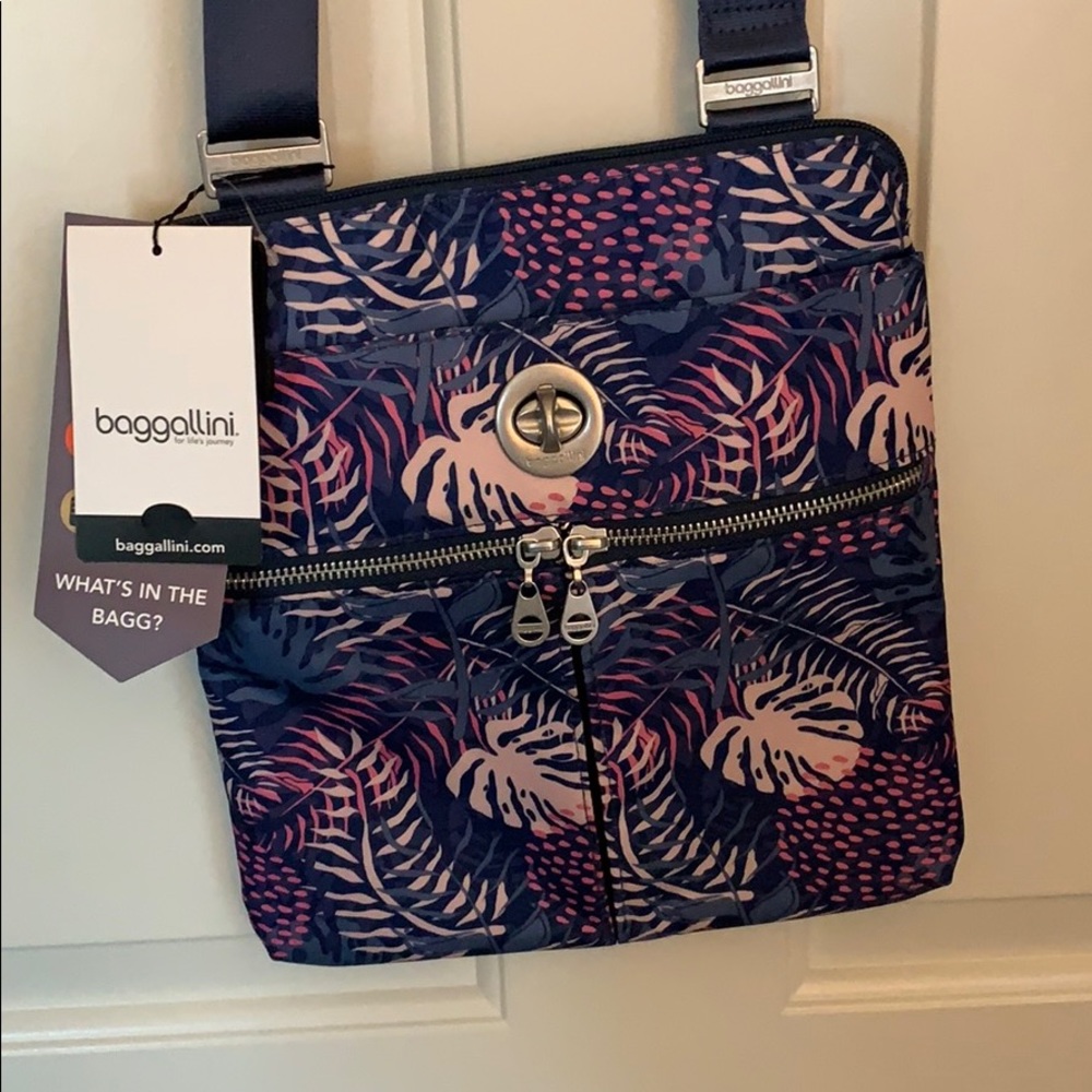 Baggallini blue purple and pink crossbody bag